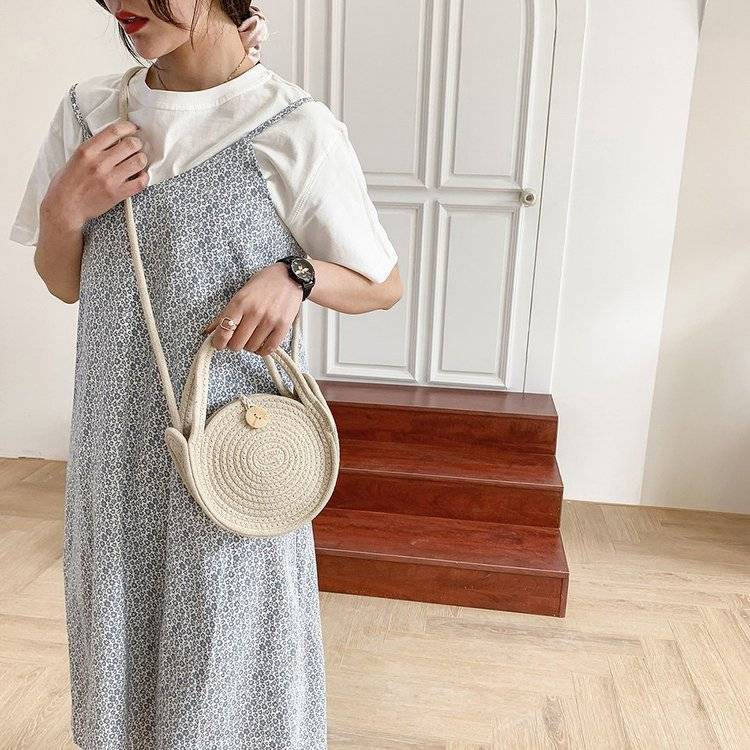 Túi cói vòng túi cối đi biển túi xách đơn giản túi đeo chéo nữ đẹp