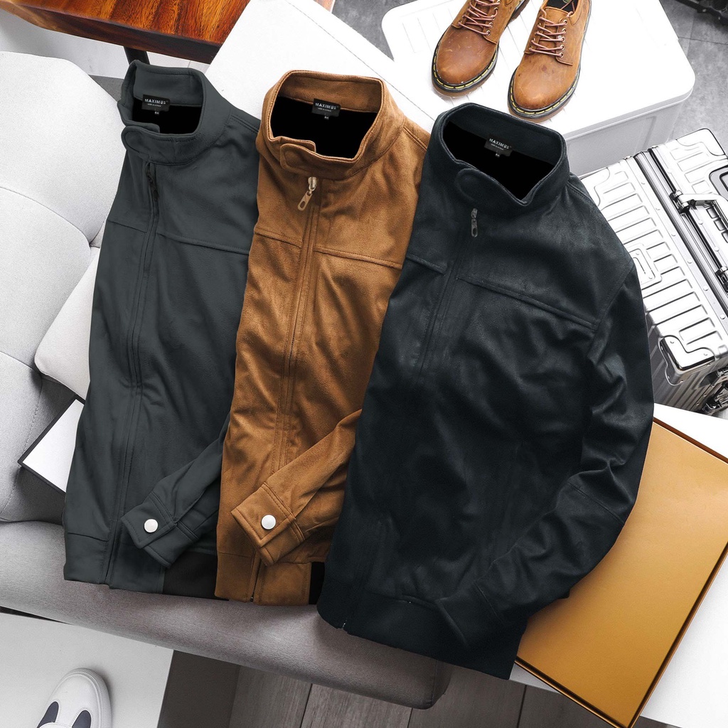 Áo Khoác Da Lộn Cổ Trụ Maximus - BIGG thời trang nam có big size đến 145kg