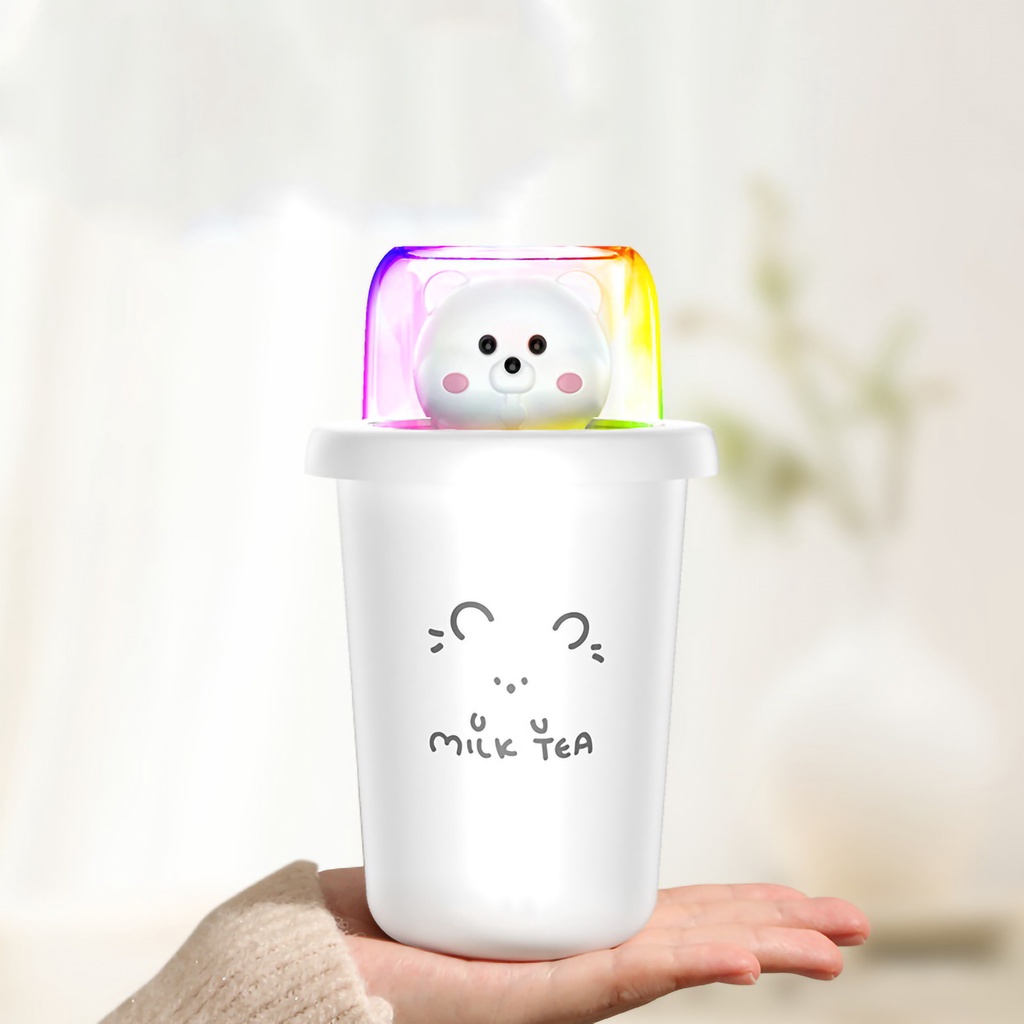 [Hàng Sẵn] Máy Tạo Độ Ẩm Phun Sương nhỏ USB Dễ thương Hình cốc trà sữa để bàn với ánh sáng đầy màu sắc cho Văn Phòng Phòng Ngủ ô tô【Carbon070】