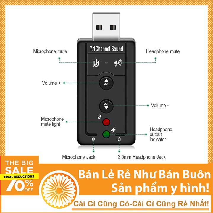 USB Ra Sound Âm Thanh 3D 7.1 (Đen)