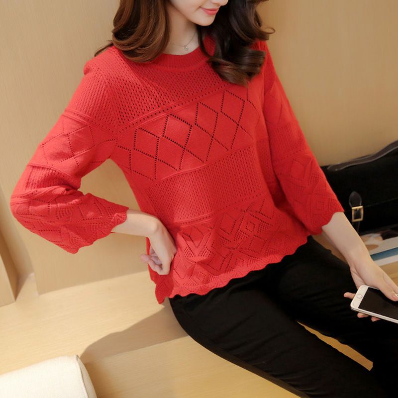 Áo Sweater Dệt Kim Dáng Rộng Phong Cách Hàn Quốc Thời Trang Mùa Thu