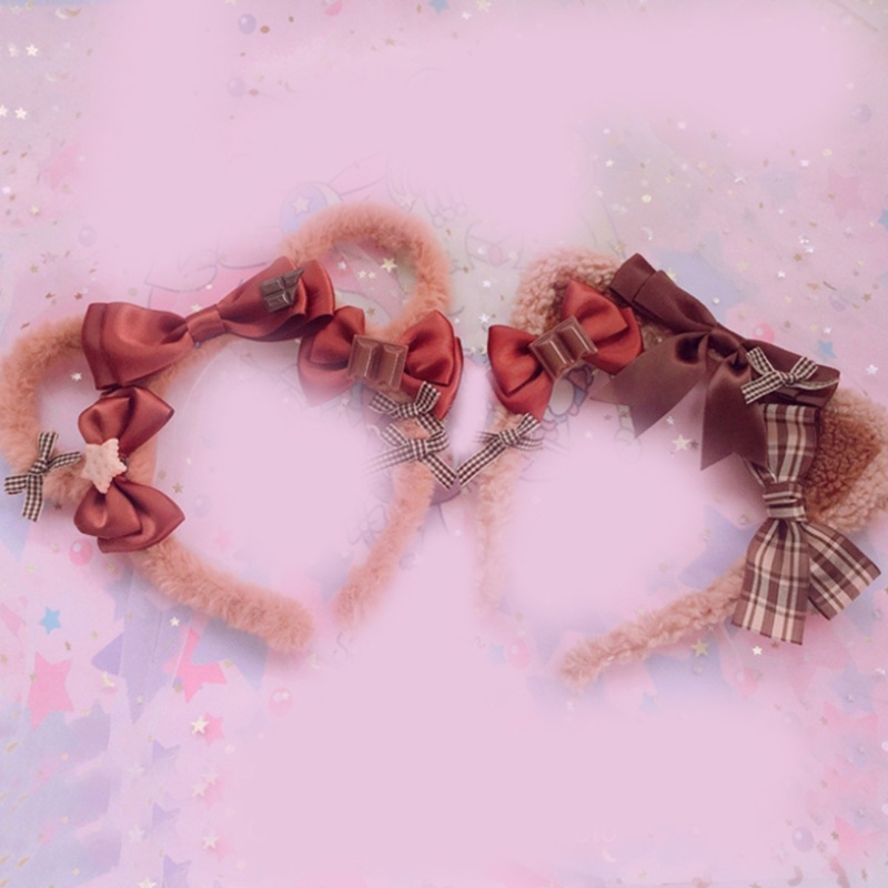 Băng Đô Tai Mèo Đính Lông Xù Phong Cách Lolita Đáng Yêu