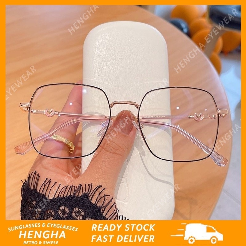 Mắt Kính Gọng Vuông Bằng Kim Loại Chống Ánh Sáng Xanh Thời Trang Cho Nữ