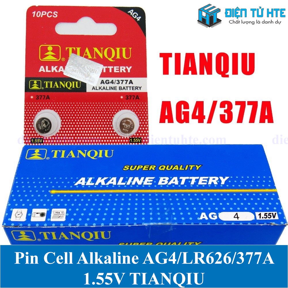 Pin cúc áo TIANQIU AG4 LR626 377A 1.55V Alkaline (Trong vỉ)