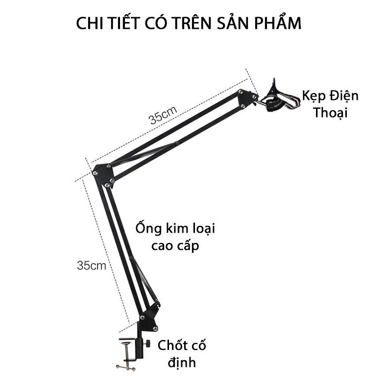 Giá đỡ điện thoại, máy tính bảng kẹp đầu giường kẹp bàn đa năng