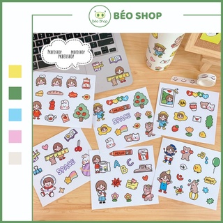 Sticker dán sổ ghi chú Béo shop trang trí book mart in hình hoạ tiết đáng yêu ST08