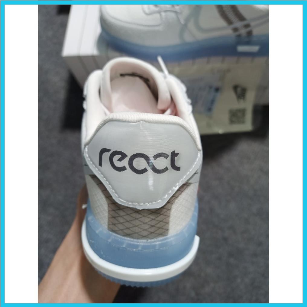 Giày 𝐍𝐈𝐊𝐄 𝐀𝐅𝟏 REACT White Ice Trắng ĐẾ ICE Phát Sáng - Giày Thể Thao Sneaker Nam Nữ 𝐍𝐈𝐊𝐄 𝐀𝐅1 Full Bill Box