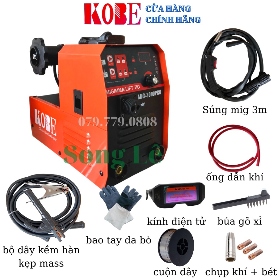 Máy Hàn Mig 5 Chức Năng MiNi KOBE MIG 3000 PRO - Dây Mig RỜI 3M - CUỘN DÂY 1KG - 5KG - Không dùng khí