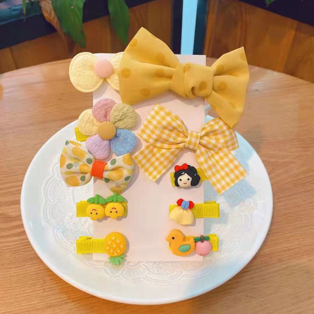 Set 8 kẹp tóc nơ/ hoa nhiều màu dễ thương cho bé -MS08