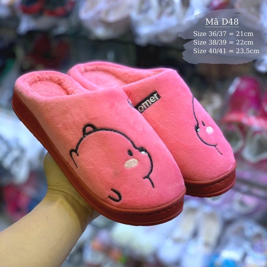 Dép lông đi trong nhà cho bé cho mẹ hình thú gấu cute dễ thương mang ấm thời trang D48