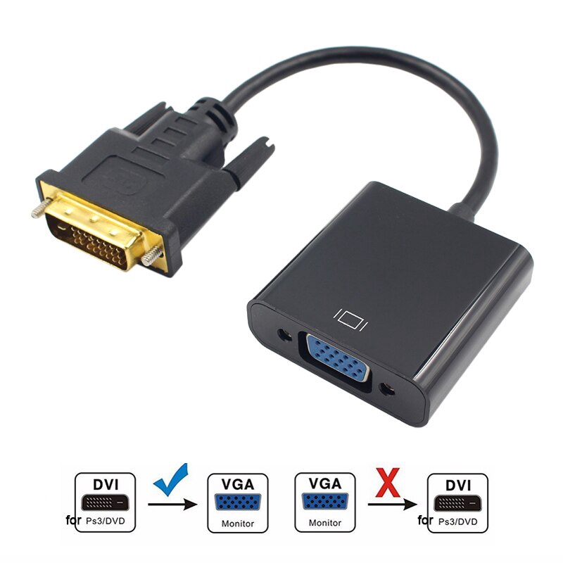 Cáp chuyển đổi VGA 1080P từ đầu cắm 24+1 25 Pin sang cổng cắm 15 Pin cho máy tính PC/màn hình hiển thị HDTV