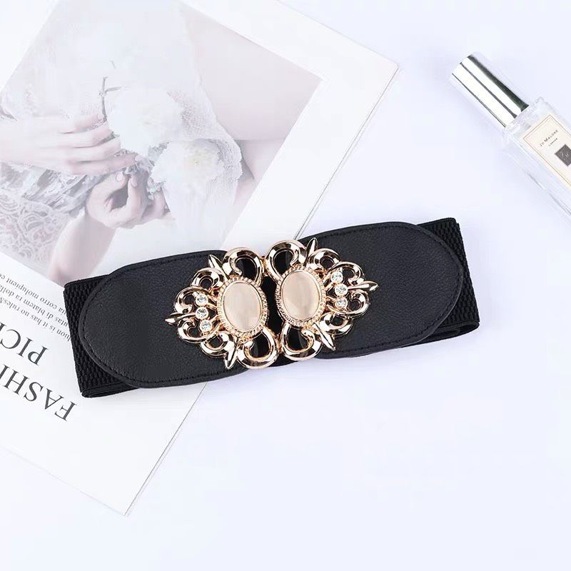 🌼 Dây nịt thun nữ  hoa văn ngọc☘️Lưng thun co giãn móc cài trước☘️ Bản 6cm