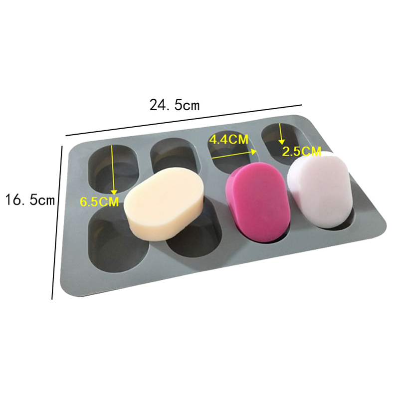Khuôn silicon làm xà phòng gồm 8 ô hình oval