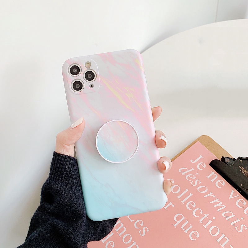 Ốp Điện Thoại Dẻo Họa Tiết Vân Đá Nhiều Màu Kèm Giá Đỡ Nhẫn Cho iPhone 14 13 12 11 Pro MAX XS MAX XR X 8 7 Plus