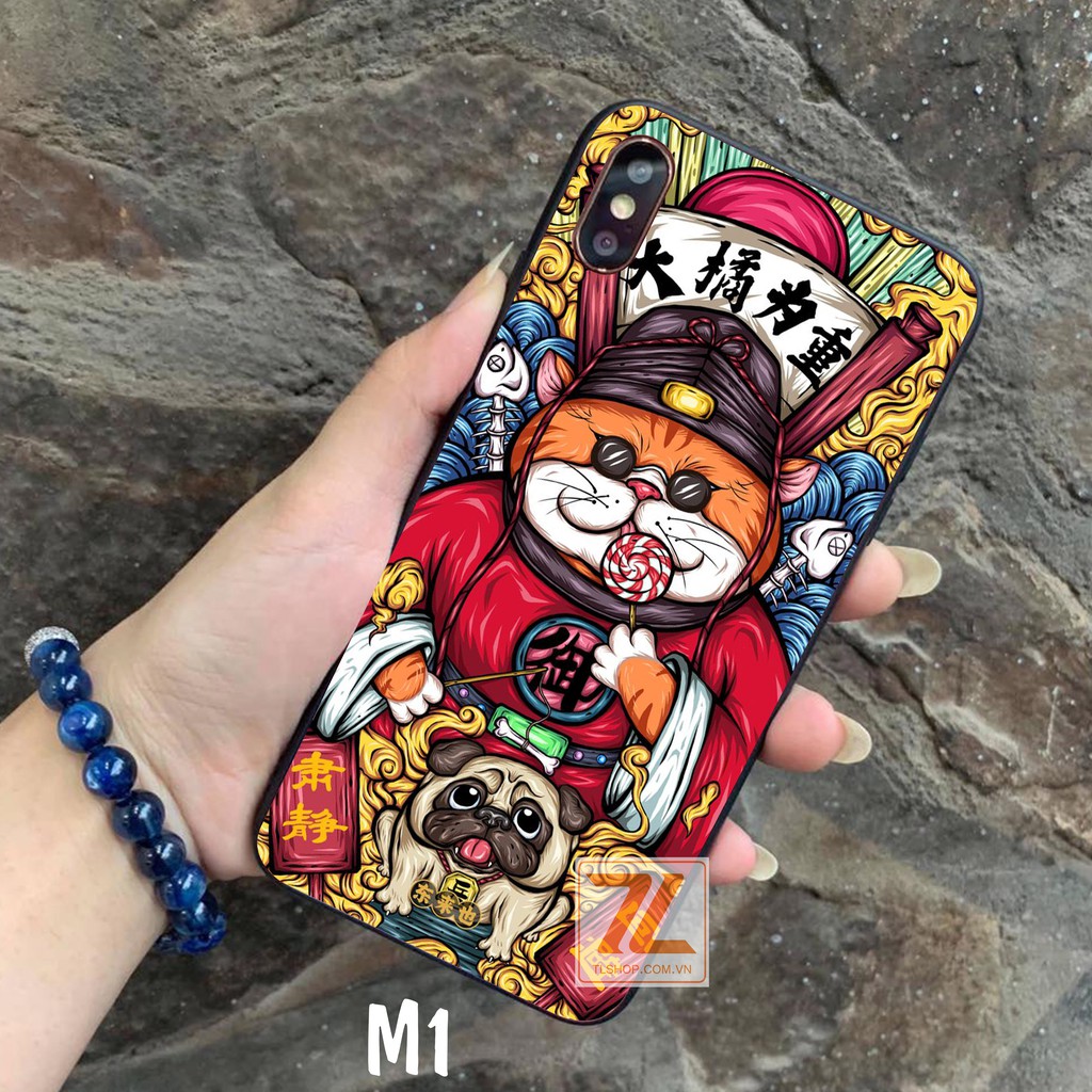 Ốp Lưng Iphone Mặt Sau Kính Cường Lực Bóng In Hình Mèo Thần Tài Chống Trầy Xước Full Dòng Iphone -Sen Case