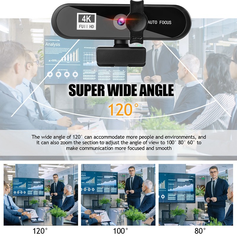 4K Video Conference Webcam Autofocus USB Web Camera with Micphone and Tripod for Meeting Live Broadcast HD PC Web Cam
