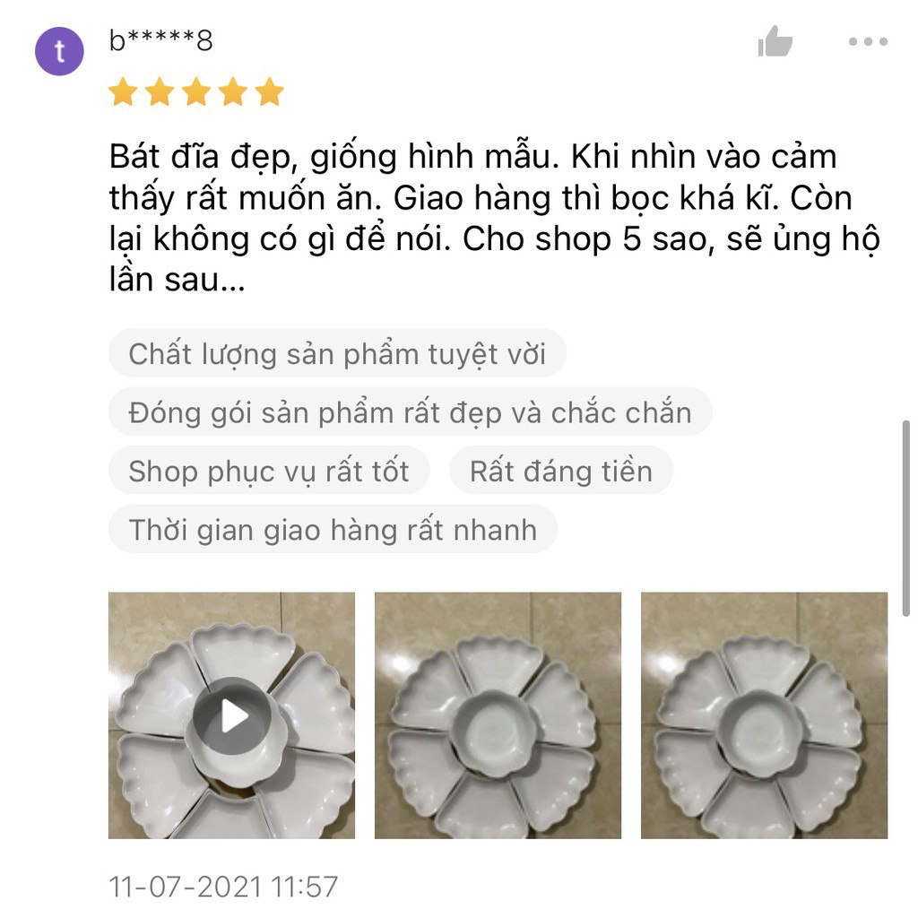 Đĩa cánh hoa mặt trời sứ giá rẻ (loại 2) - Dĩa trang trí vỏ sò nghệ thuật - Vỡ 1 đổi 1