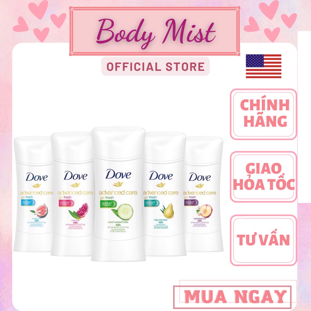 [Đủ Mùi] Sáp Lăn Khử Mùi Dove Advanced Care (74g)