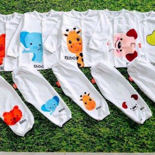 Set 5b cotton dài tay cúc cho bé yêu hình ngộ nghĩnh