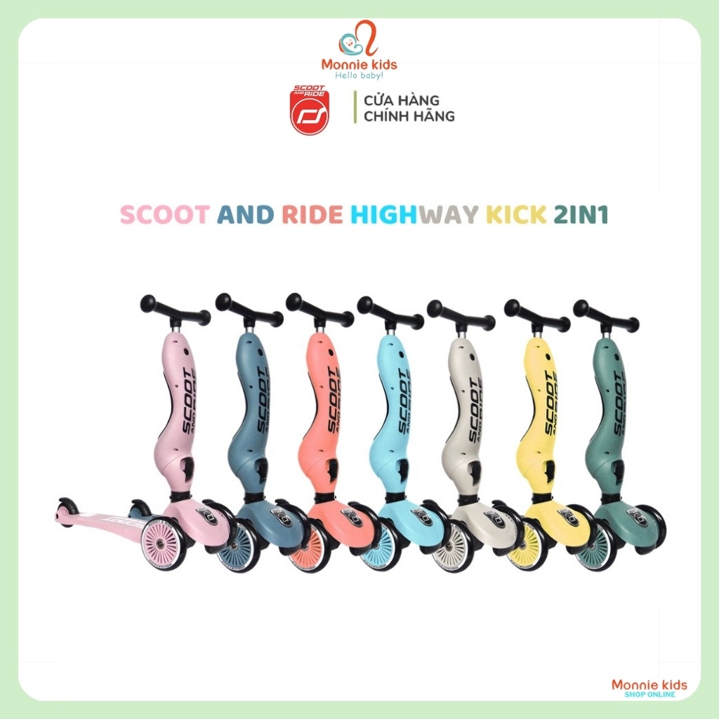 Xe trượt scooter cho bé Scoot and Ride Highwaykick 1, xe scooter 3 bánh 3 in 1 - Monnie Kids