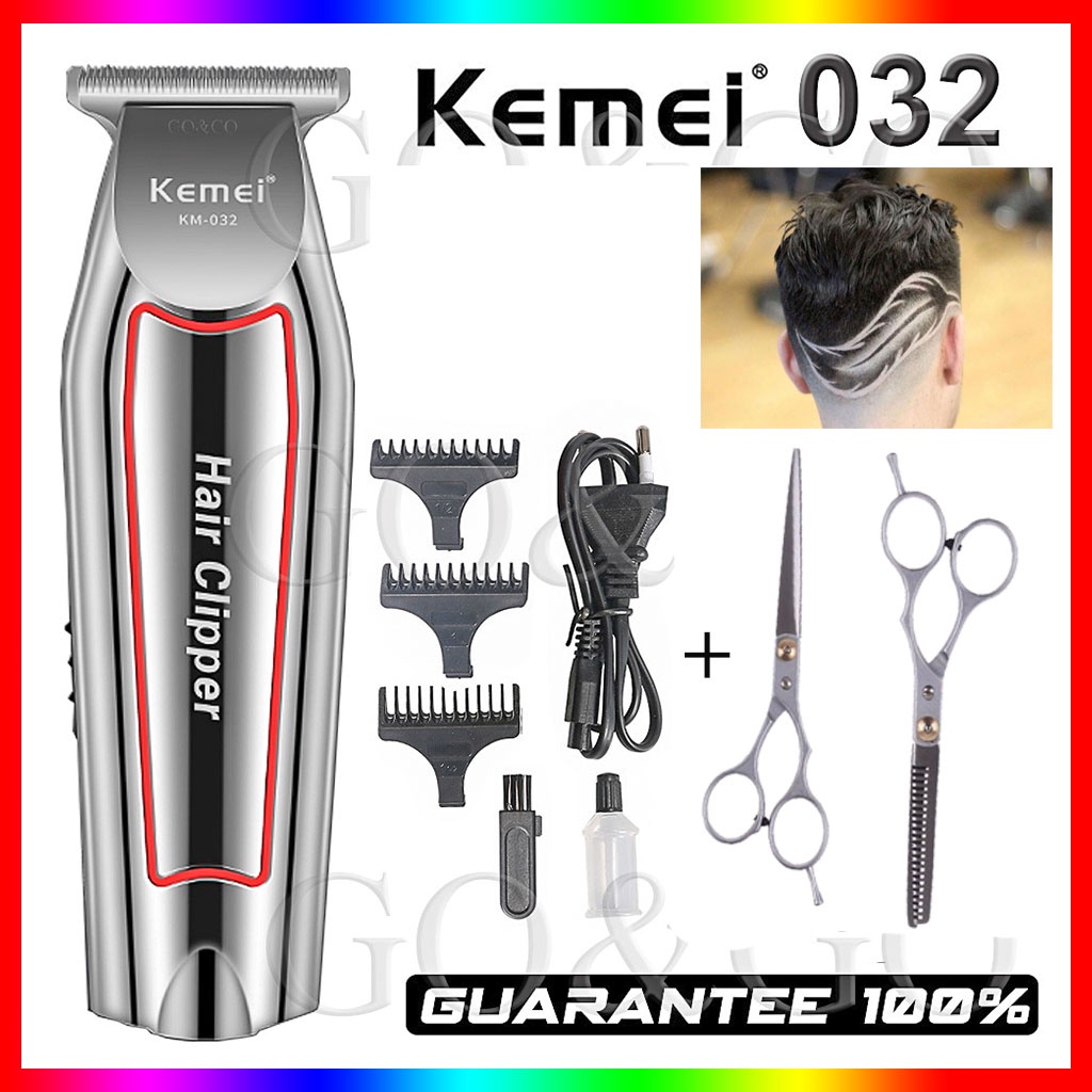 💫Tặng Kéo cắt Tỉa💫Tông Đơ Cắt Tóc Chuyên Nghiệp, Gia Đình, Chấn Viền Kemei - KM 032 Cực Khỏe Bảo Hành 12 Tháng Pin