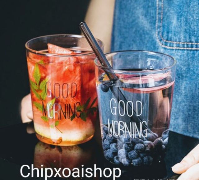 Cốc Thủy Tinh Dáng Vuông Chào Mừng Ngày Mới