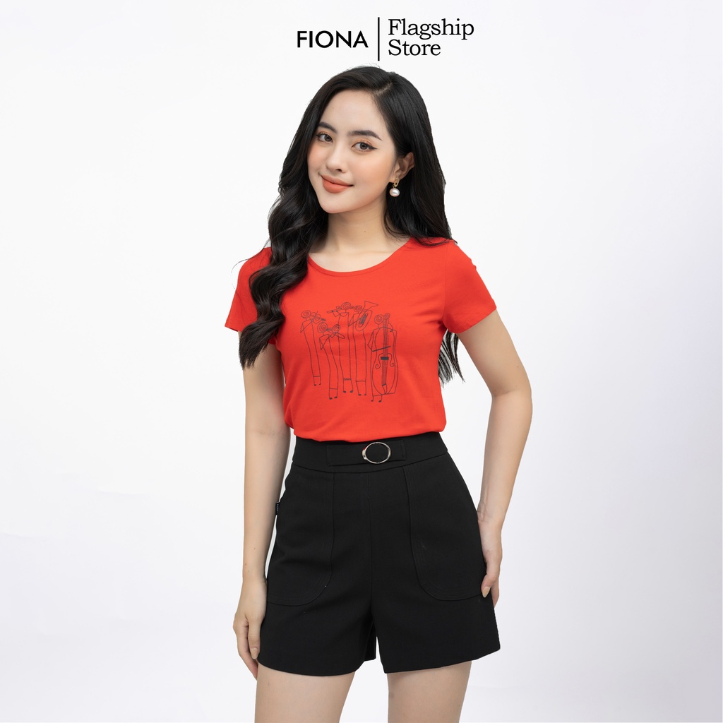 Áo phông nữ dáng suông Fiona, Áo thun nữ tay ngắn in họa tiết trẻ trung F522176