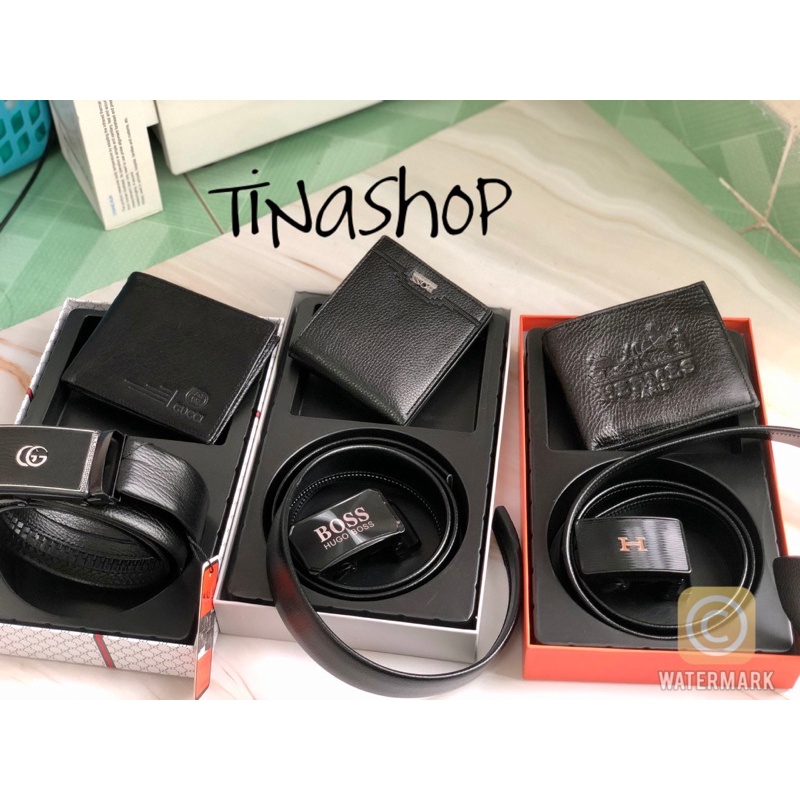 SET BỘ DÂY LƯNG KÈM VÍ DA NAM HERMES HM GUCCI GG BOSS FULLBOX KÈM TÚI HÃNG