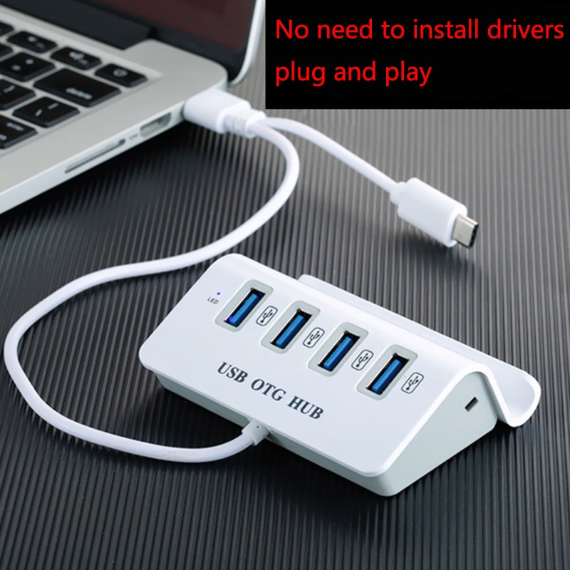 Hub Chia 4 Cổng USB OTG Type C Và Micro USB OTG USB 2.0 Kèm Giá Đỡ Điện Thoại / Máy Tính Bảng / Máy Tính Bảng / Laptop