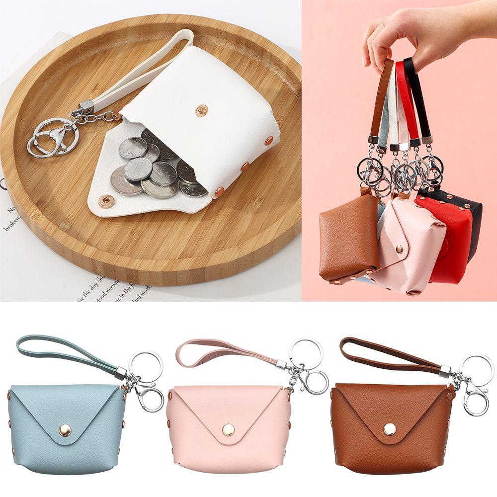 Ví Da PU Màu Trơn Mini Có Khóa Bấm Đa Màu Sắc Đựng Tiền Xu Dành Cho Nam Và Nữ