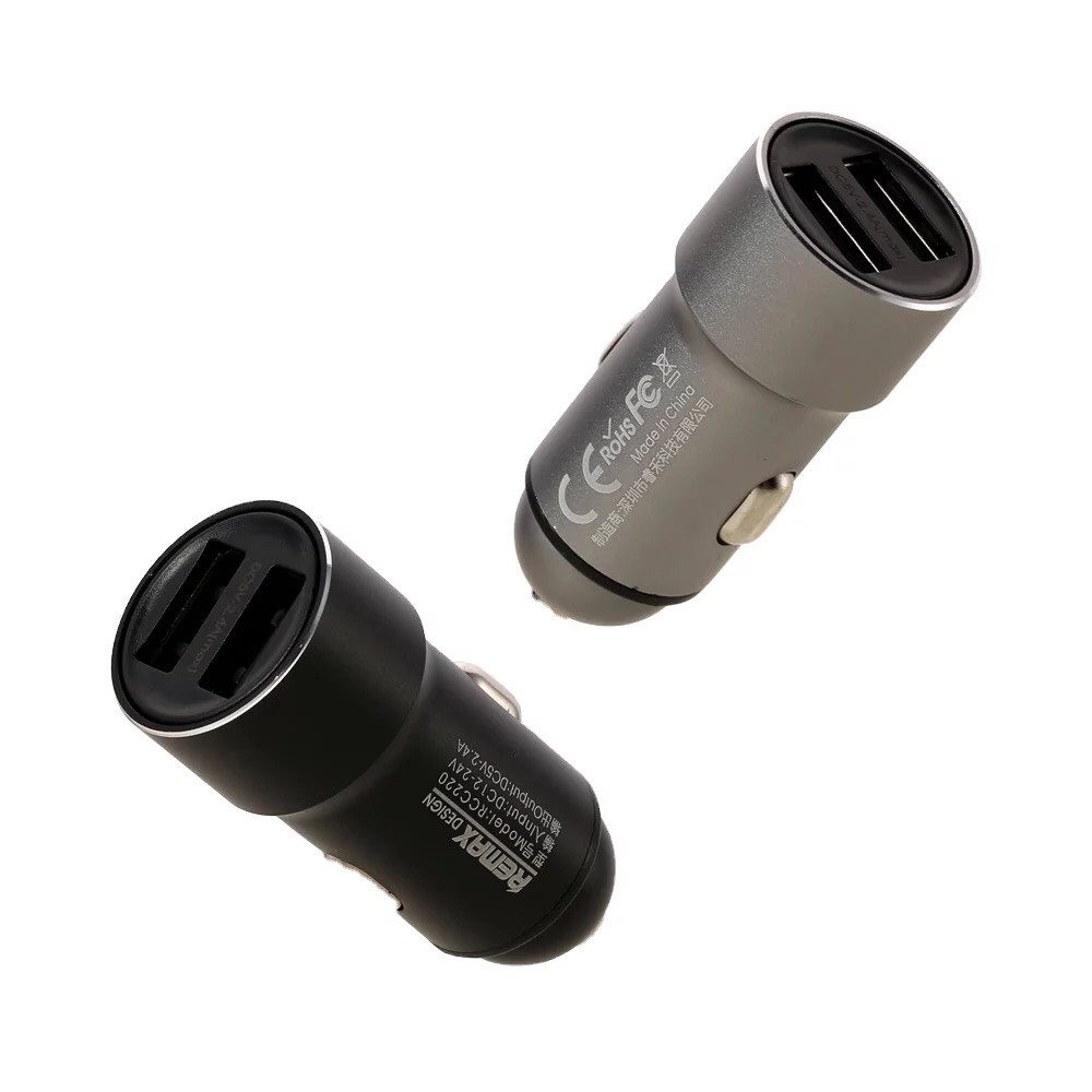 Tẩu sạc ô tô cao cấp 2 cổng USB 2.4A sang trọng tiện lợi Remax RCC220 chính hãng bảo hành 6 tháng