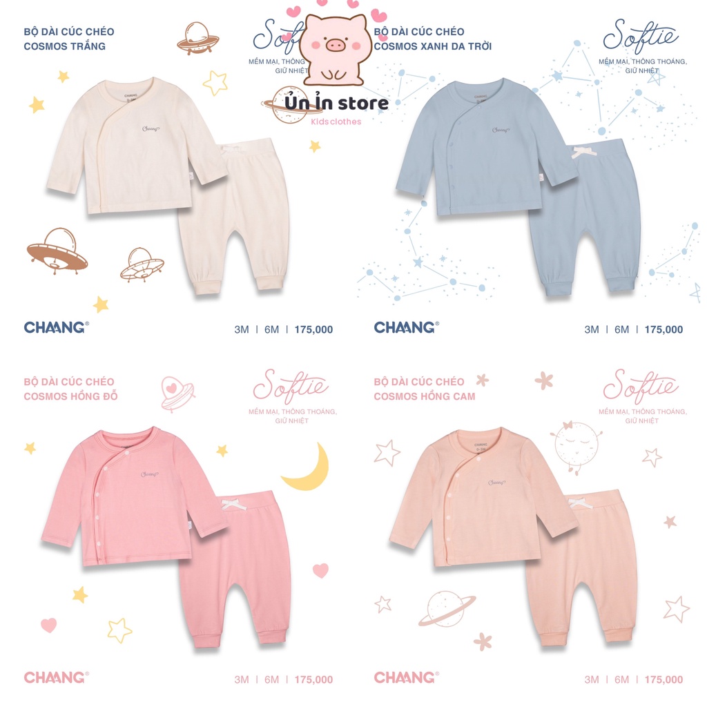 Chaang bộ quần áo dài tay cúc chéo sơ sinh Chaang Cosmos AW2022D13