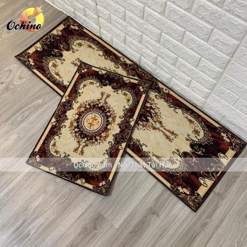 Bộ 02 Thảm Nhà Bếp Cao Cấp (40x60cm và 40x120cm) Đế Cao Su Chống Trơn Trượt, Thảm Nhà Tắm Giá Rẻ