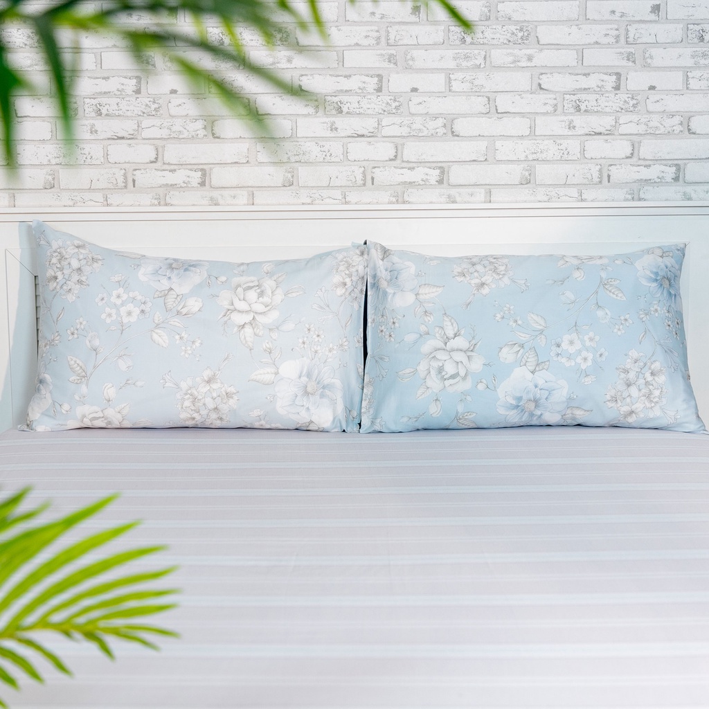 Bộ Ga Giường  Gồm 1 Ga Giường và 2 Vỏ gối nằm FLOWERA Màu Xanh Dương Nhạt Index Living Mall Nhập Khẩu Thái Lan