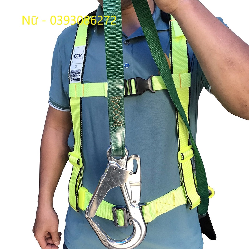 Dây đai an toàn lao động COV bán thân 1 móc nhôm khóa gài giảm sốc Hàn quốc hàng chính hãng