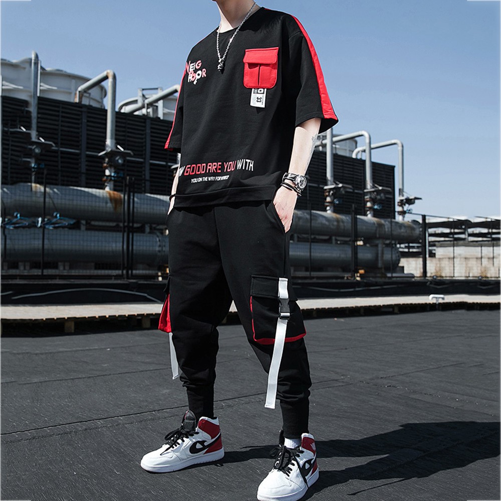 Bộ Đồ Thun Nam Thể Thao Ngắn Tay In Họa Tiết NEIGHBOR Kết Hợp Quần Jogger Túi Hộp Phối Dây SET NAM 90000106C2 | BigBuy360 - bigbuy360.vn