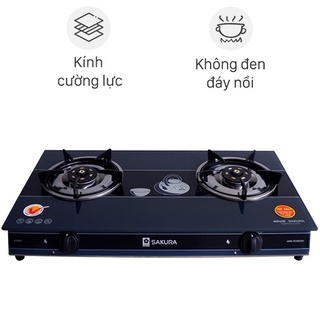 Bếp ga đôi Sakura SA-692SG Trưng bày 98-99% + tặng dây gas - bếp tiết kiệm gas