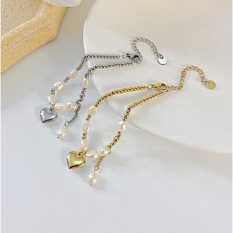 Lắc Tay Trái Tim Titan Ko Đen TT 4165