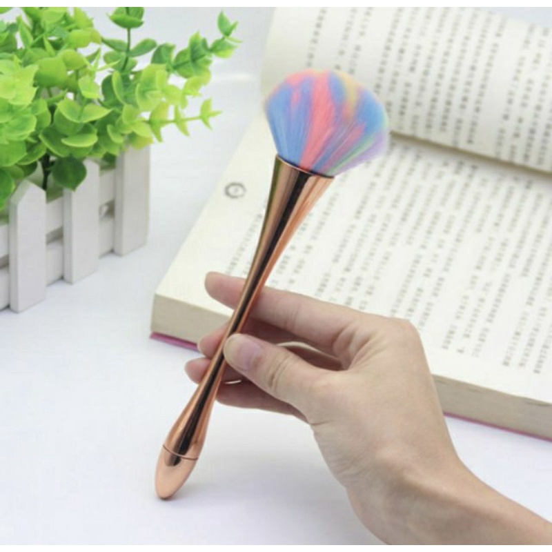 Chổi phủo bụi Nail lông hồng,đánh phấn trang điểm