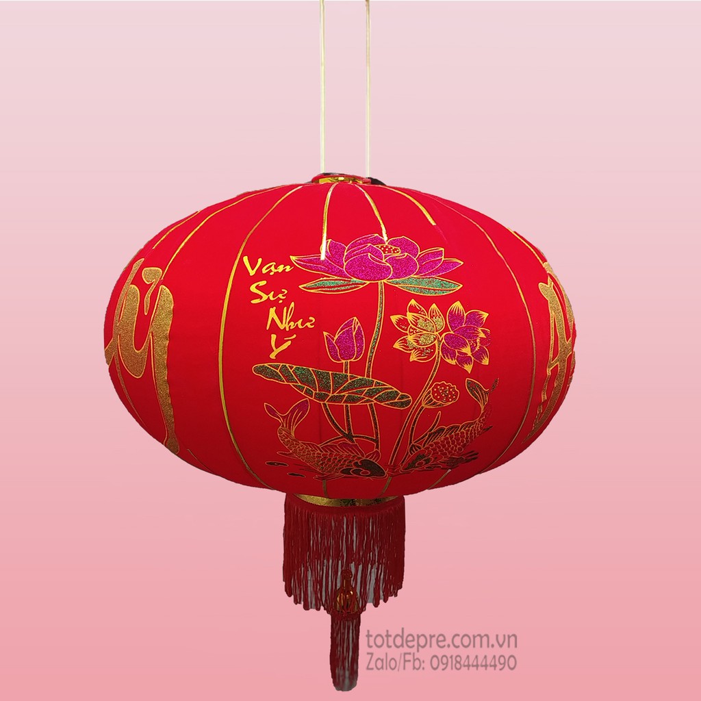Đèn lồng Tết cao cấp cao 80cm đường kính 60cm