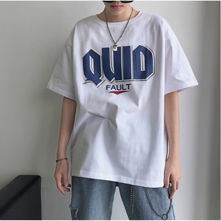 Áo phông tay lỡ form rộng mùa hè chữ QUID ( Trắng )