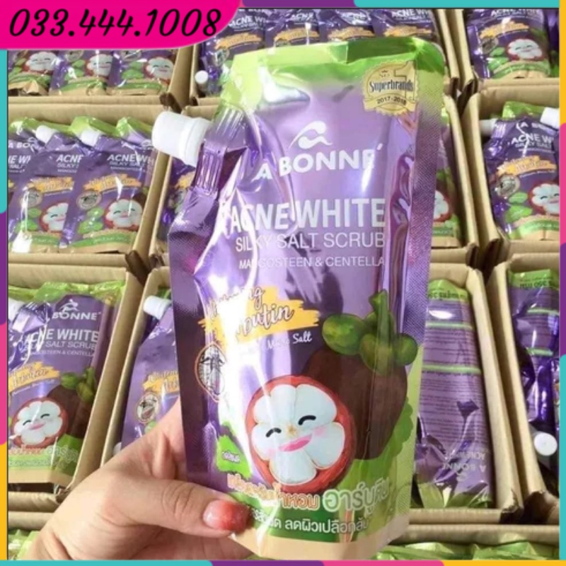 Muối Tắm trắng da giảm mụn A Bonne' Acne White Silky Salt Scrub - Măng Cụt và Centella 350g