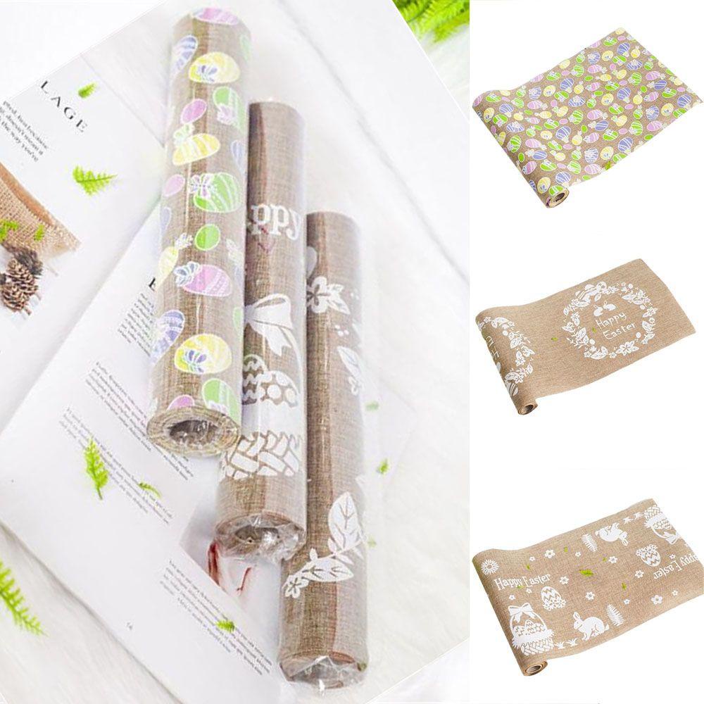 Khăn Trải Bàn In Họa Tiết Thỏ Và Trứng Phục Sinh Kích Thước 270 * 28cm Trang Trí Nhà Cửa DIY