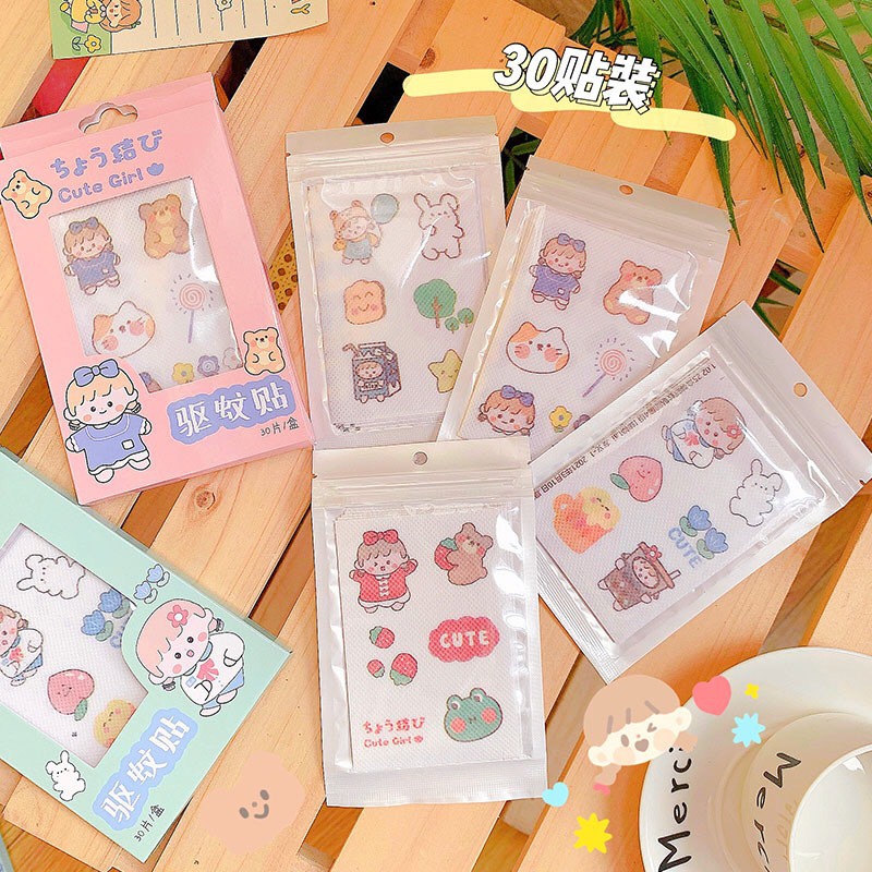 Set 6 miếng dán sticker chống muỗi và côn trùng đốt tiện lợi, Miếng dán đuổi muỗi an toàn họa tiết dễ thương