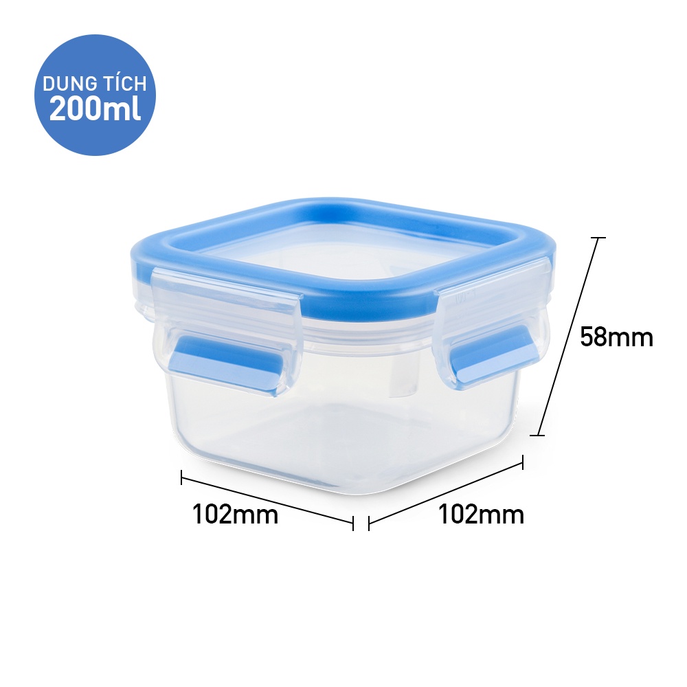 [LIFEMC11BPC -8% đơn 350K] Hộp nhựa vuông Tefal Masterseal Fresh K3021622 - 0.25L - xanh