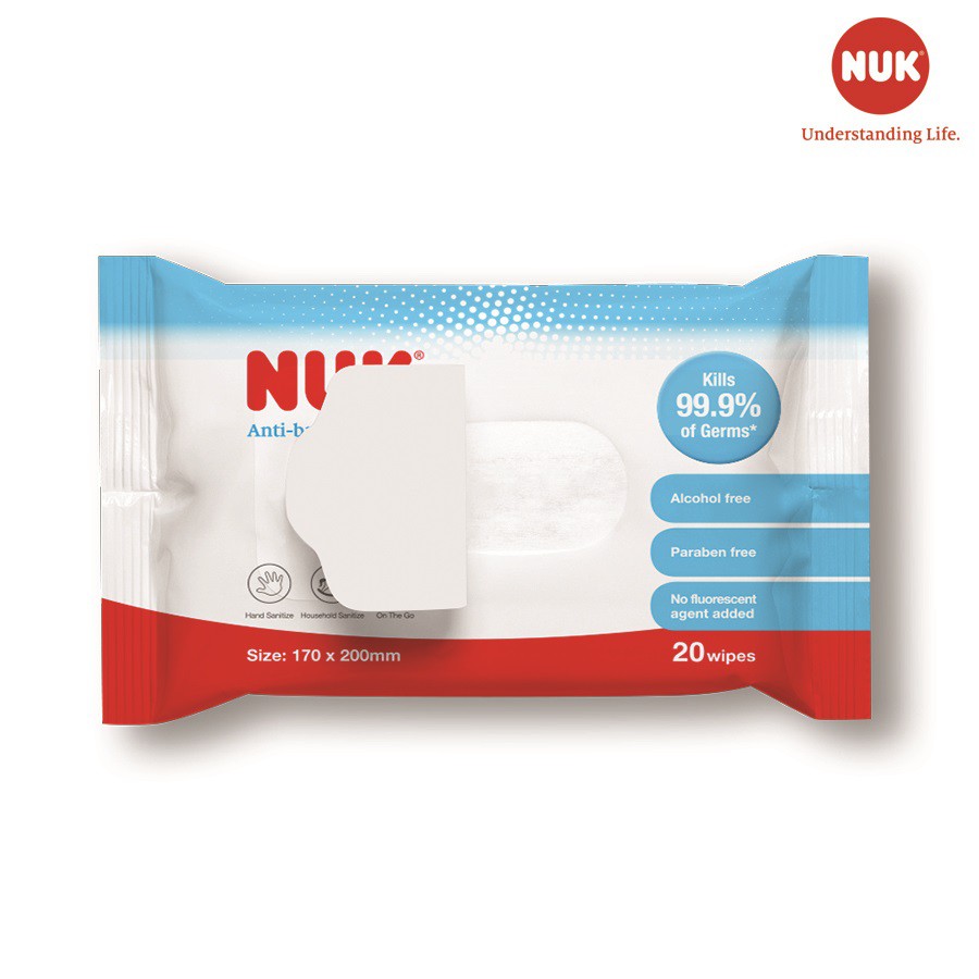 Combo 3 gói Khăn ướt diệt khuẩn NUK không chứa cồn ( gói 80 tờ )