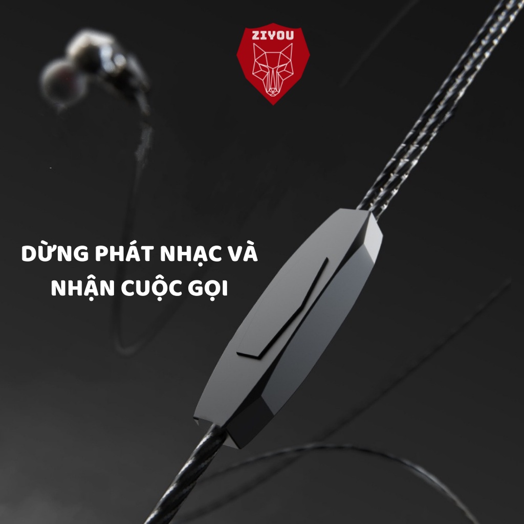 Tai nghe nhét tai có dây ZIYOU AK2 nghe nhạc chơi game cực đã,âm thanh SUPER BASS,có mic đàm thoại,dành cho điện thoại