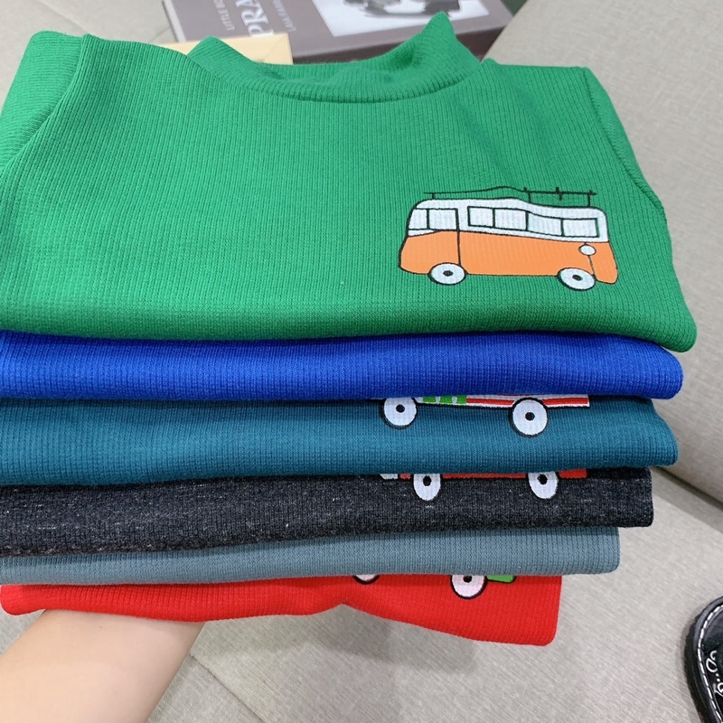 Áo giữ nhiệt 3p in hình ô tô ngộ nghĩnh cho bé trai, chất len tăm Thu Đông 2022