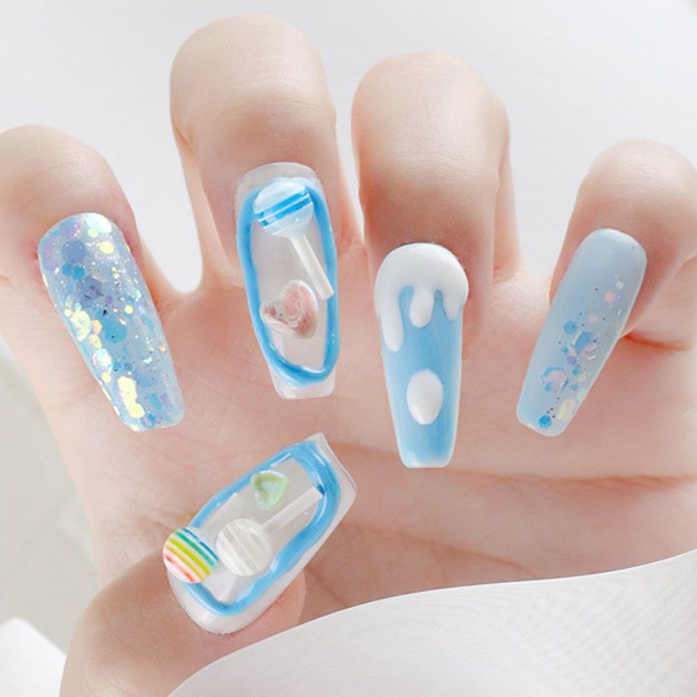 [Hàng mới về] Phụ kiện trang trí móng tay nghệ thuật hình kẹo mút 3D dễ thương nhiều màu tùy chọn