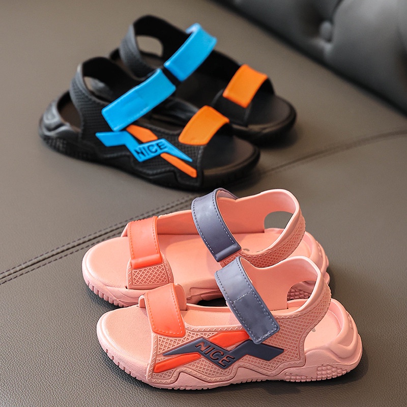 Giày Dép Sandal Quai Hậu Dán Bé Trai Gái Bằng Nhựa Cao Su Dẻo Mềm Đi Học Chơi Chống Trơn Trượt Từ 3-12 Tuổi